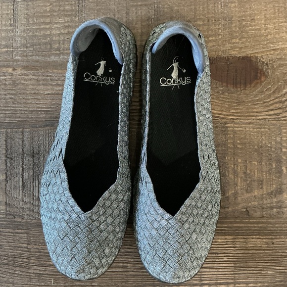 Corkys Women's Silver Woven Loafers - Picture 3 of 7